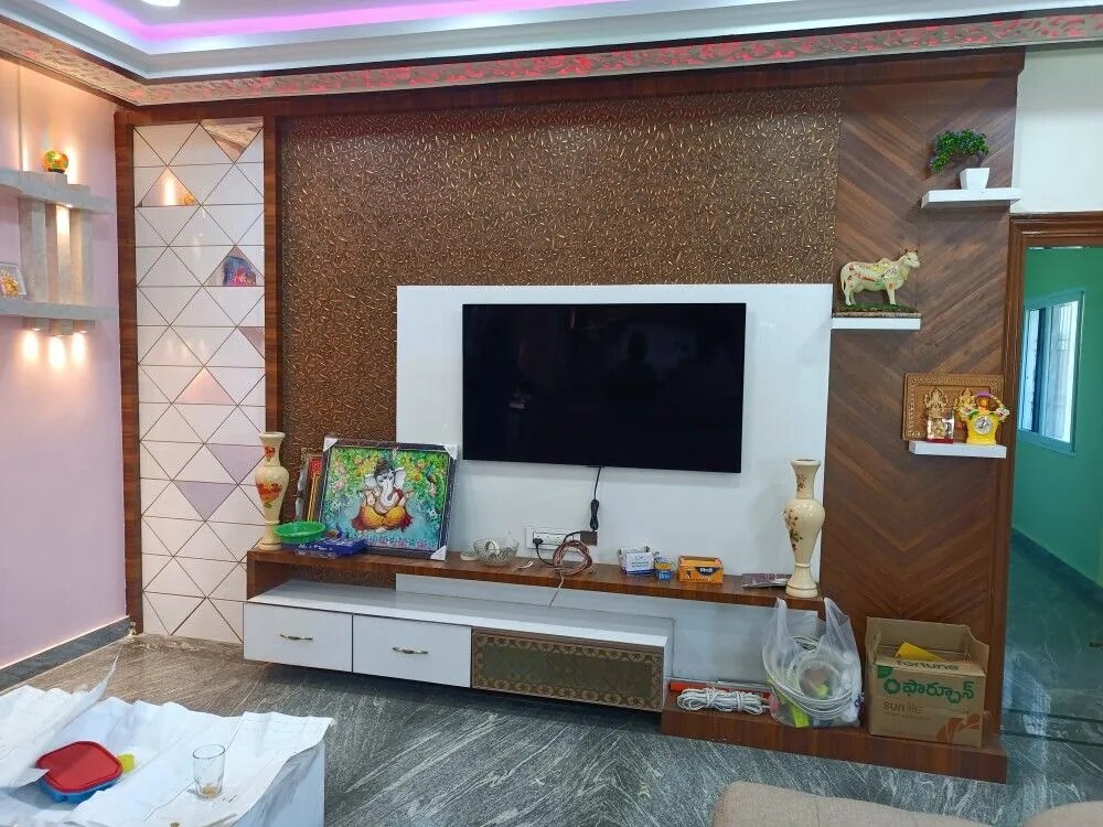 Modern Wooden TV Unit Panels in Chennai image 1