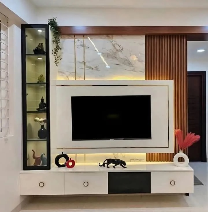 Stylish TV Unit Wall Backdrop in Chennai image 1