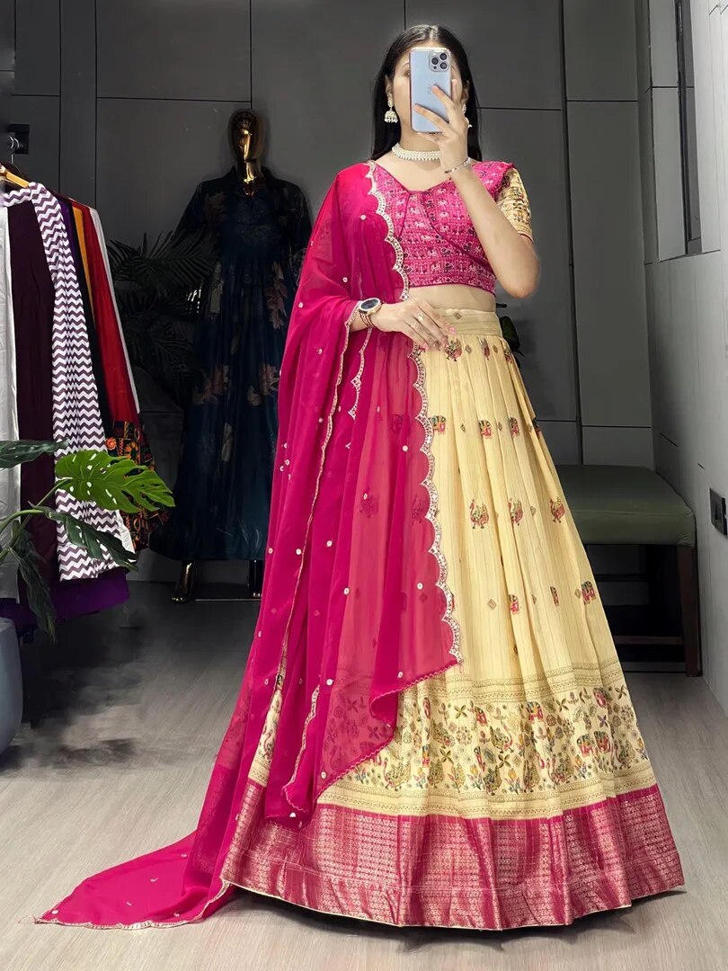 Pink Kalamkari Lehenga image 1