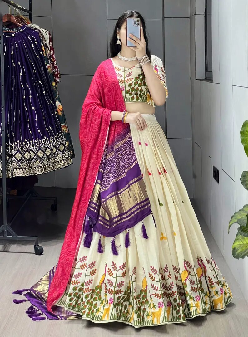 Fully Stitched Cotton Embroidery Work Lehenga image 1
