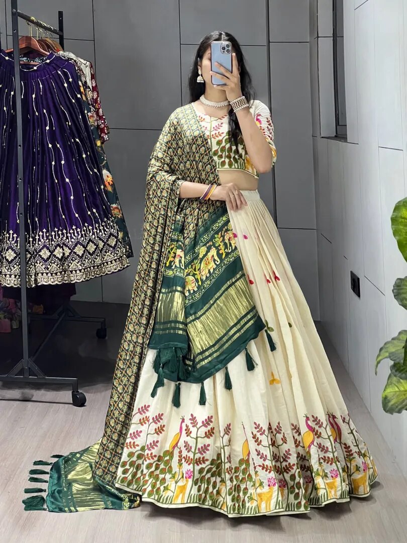Fully Stitched Cotton Embroidery Work Lehenga image 1