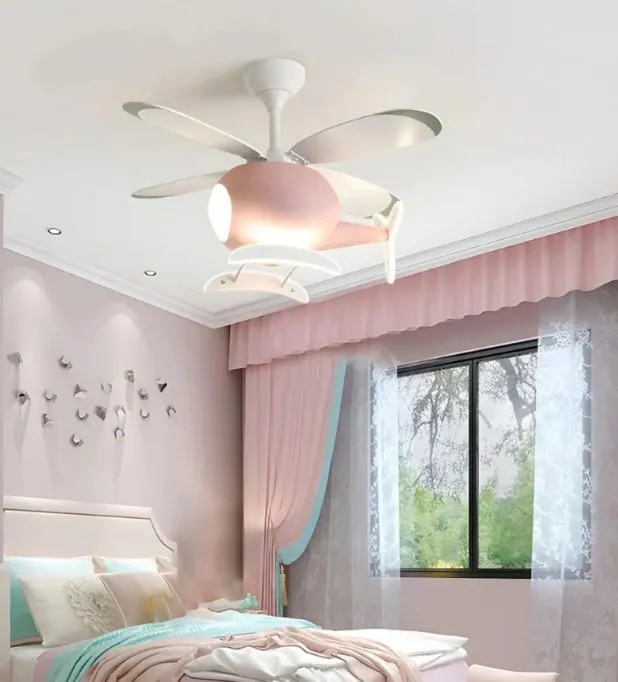 Pink Kid's Room Chandelier Ceiling Fan with Remote Control image 1