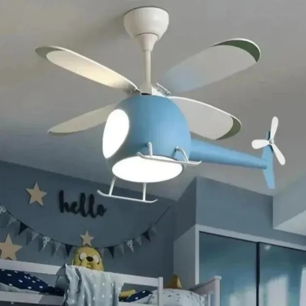 Blue Kid's Room Chandelier Ceiling Fan with Remote Control image 1
