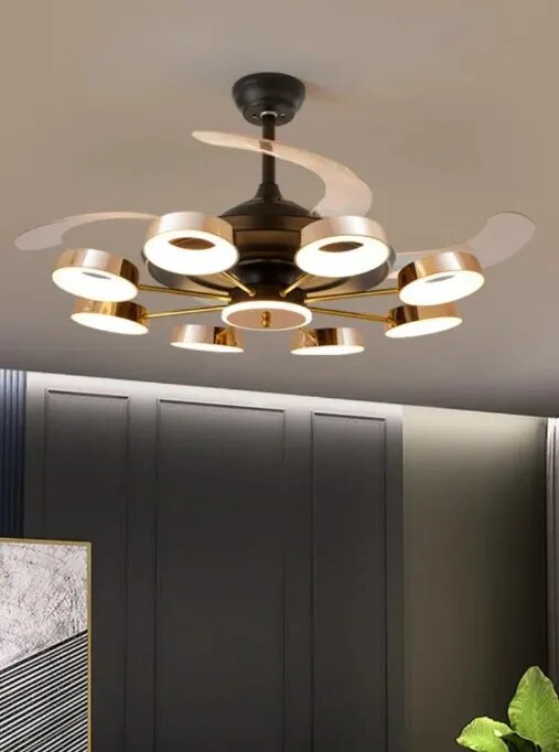 Golden Rings Ceiling Fan Chandelier image 1