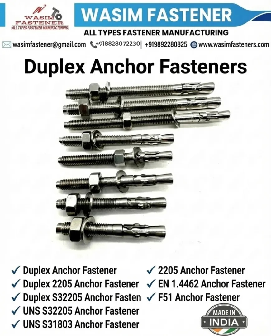 Duplex 2205 Anchor Fasteners Manufacturer & Exporter in India | UNS S32205 / EN 1.4462 / F51 Duplex Anchor Bolts Supplier
image 1