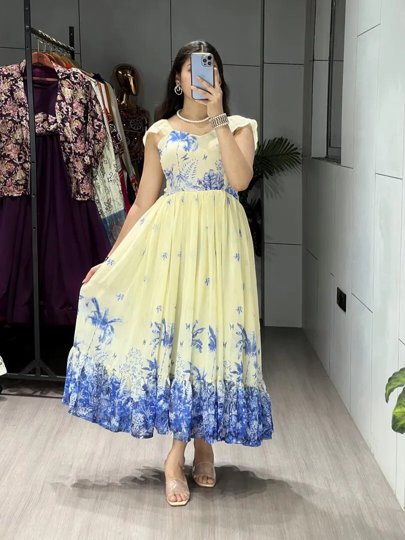 Royal Blue Majestic Frill Kurti image 1