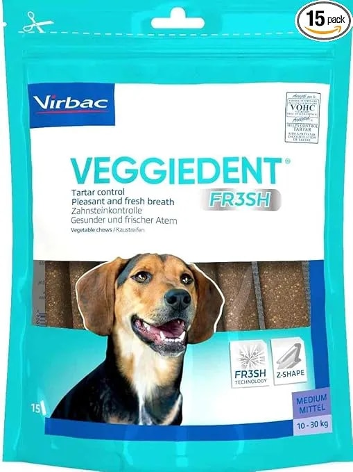 Virbac Veggiedent Oral Hygiene Stick Dog Chew 224g { MEDIUM} image 1