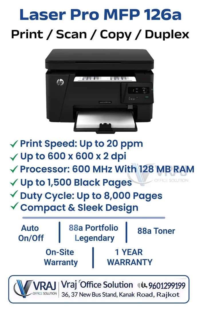 HP LaserJet Pro MFP 126a Monochrome All-in-One Printer image 1