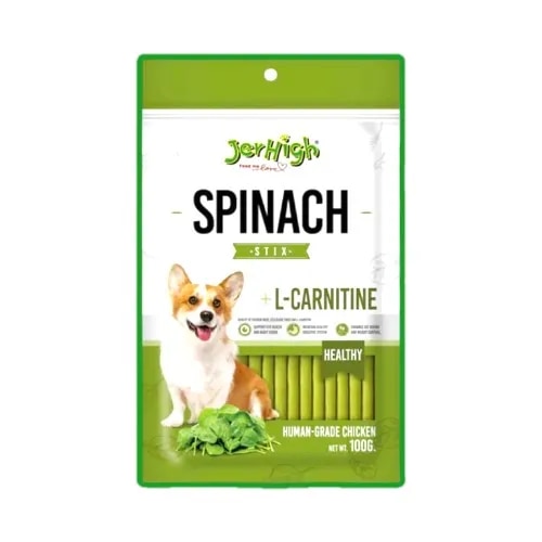 JerHigh Stick Young Adult Dog Treats, Spinach Flavor 100g image 1