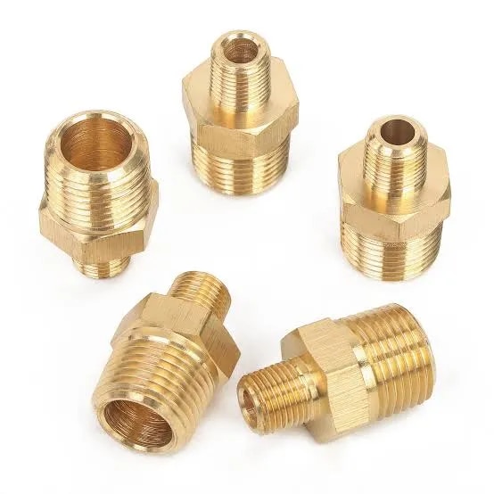 BRASS REDUCING HEX NIPPLE image 1