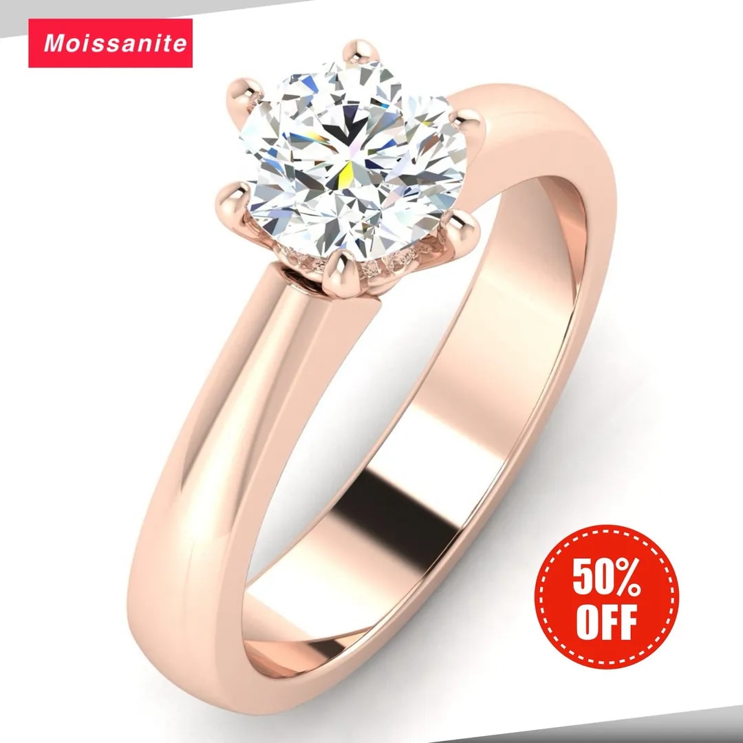 6.5 mm Forever Brilliant Moissanite Ring Delhi image 1