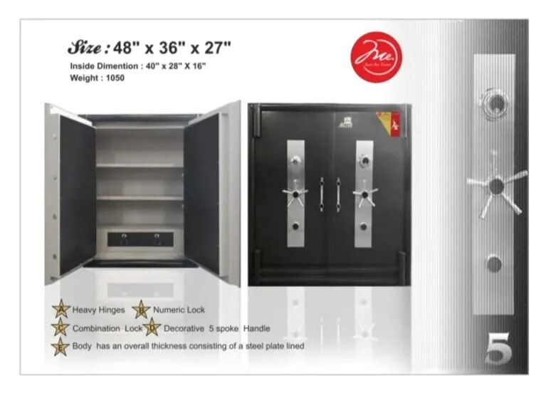 DOUBLE DOOR FIRE PROOF SAFE LOCKER - 48x36x27 1050kg image 1