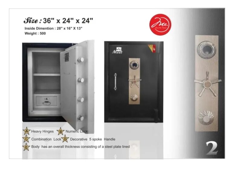 SINGLE DOOR FIRE PROOF SAFE LOCKER 36x24x24 500kg image 1