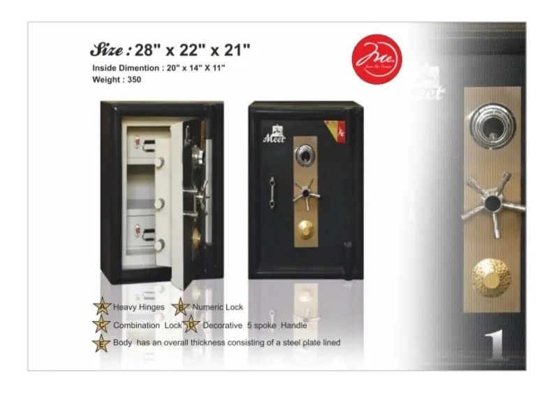 SINGLE DOOR FIRE PROOF SAFE LOCKER - 28x22x21 350kg image 1