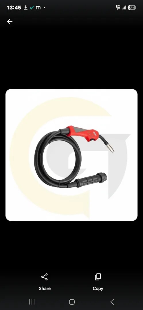 15AK Binzel-Type MIG Welding Gun / Torch — Ergonomic Red Handle with Flexible Cable image 1