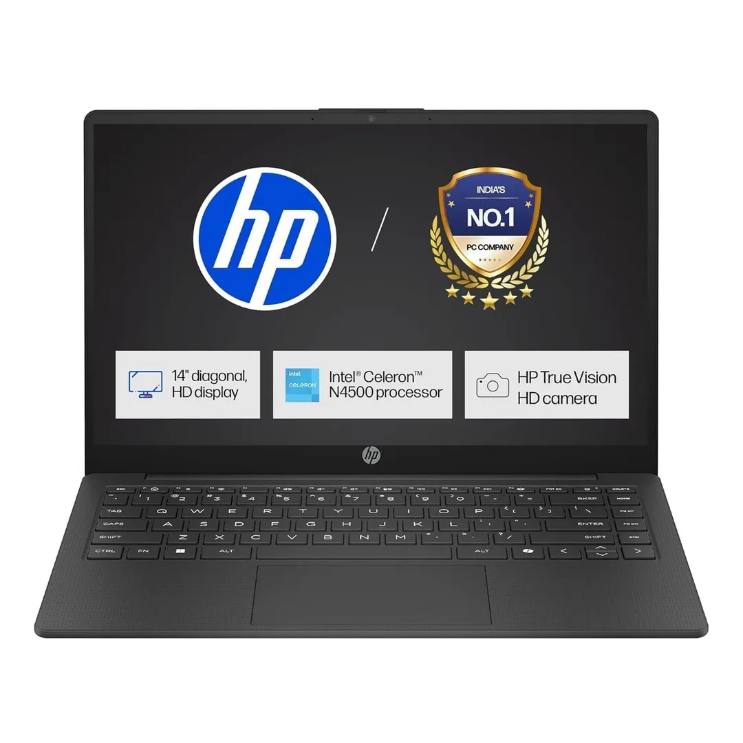 HP 14s Intel Celeron Dual Core N4500 Laptop (8GB/512GB SSD/Win 11) 14.0" HD Display, MSO 24, Black, 1.46kg, DQ3149TU Thin and Light Business Laptop
image 1