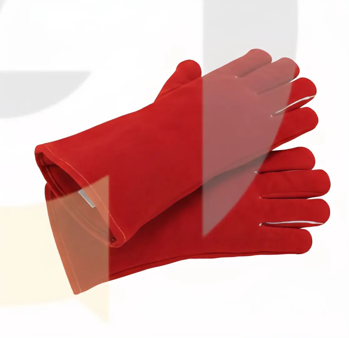 Red Leather Welding Gloves – Heat Resistant & Durable image 1