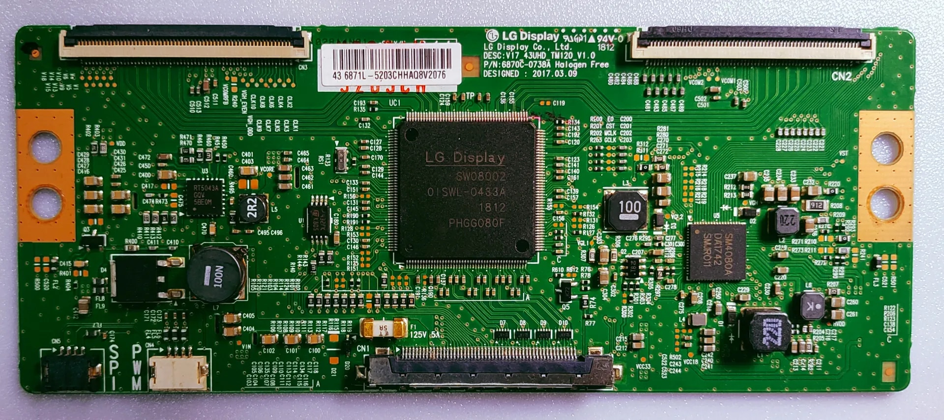 LLOYD L43U20KA LED TV 4K TCON PART NUMBER DESC:V17_43UHD_TM120_V1.0 P/N:6870C-0738A image 1