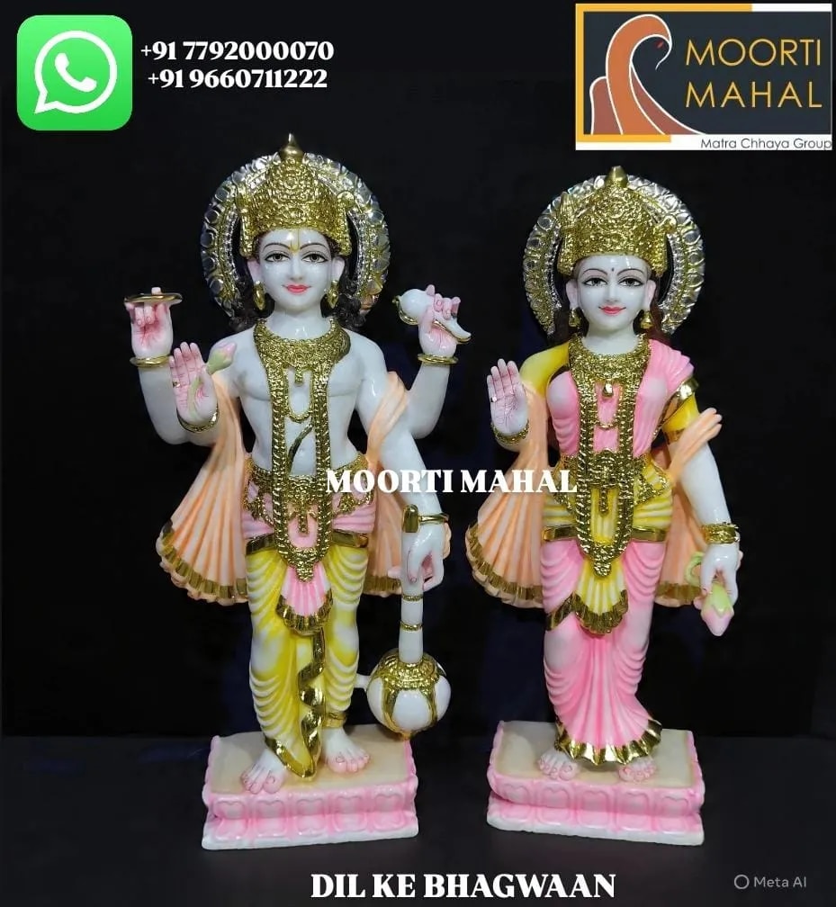 MARBLE VISHNU LAXMI STATUE image 1