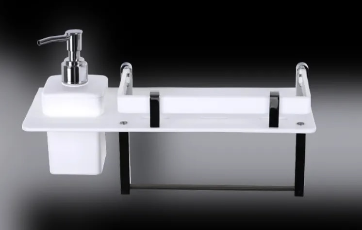 Acrylic Shelf with Soap Dispenser & Napkin Holder image 1