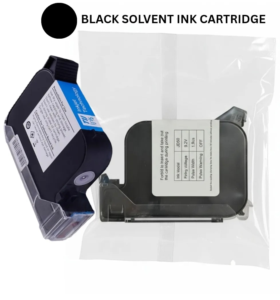 TIJ JD50 Solvent Ink Cartridge 47ml – 12.7mm (Half Inch) Quick Dry Black Ink for Industrial Coding & Marking Printers image 1