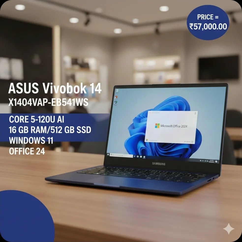 ASUS Vivobook 14 (X1404VAP-EB541WS) | Intel Core 5-120U AI-Powered | 16GB RAM | 512GB SSD | Office 2024 image 1