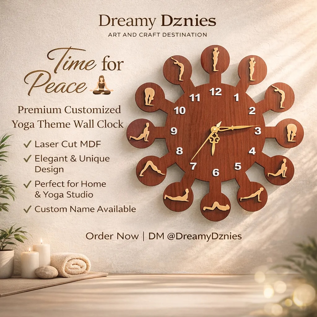 Customized Yoga Theme Wall Clock image 1