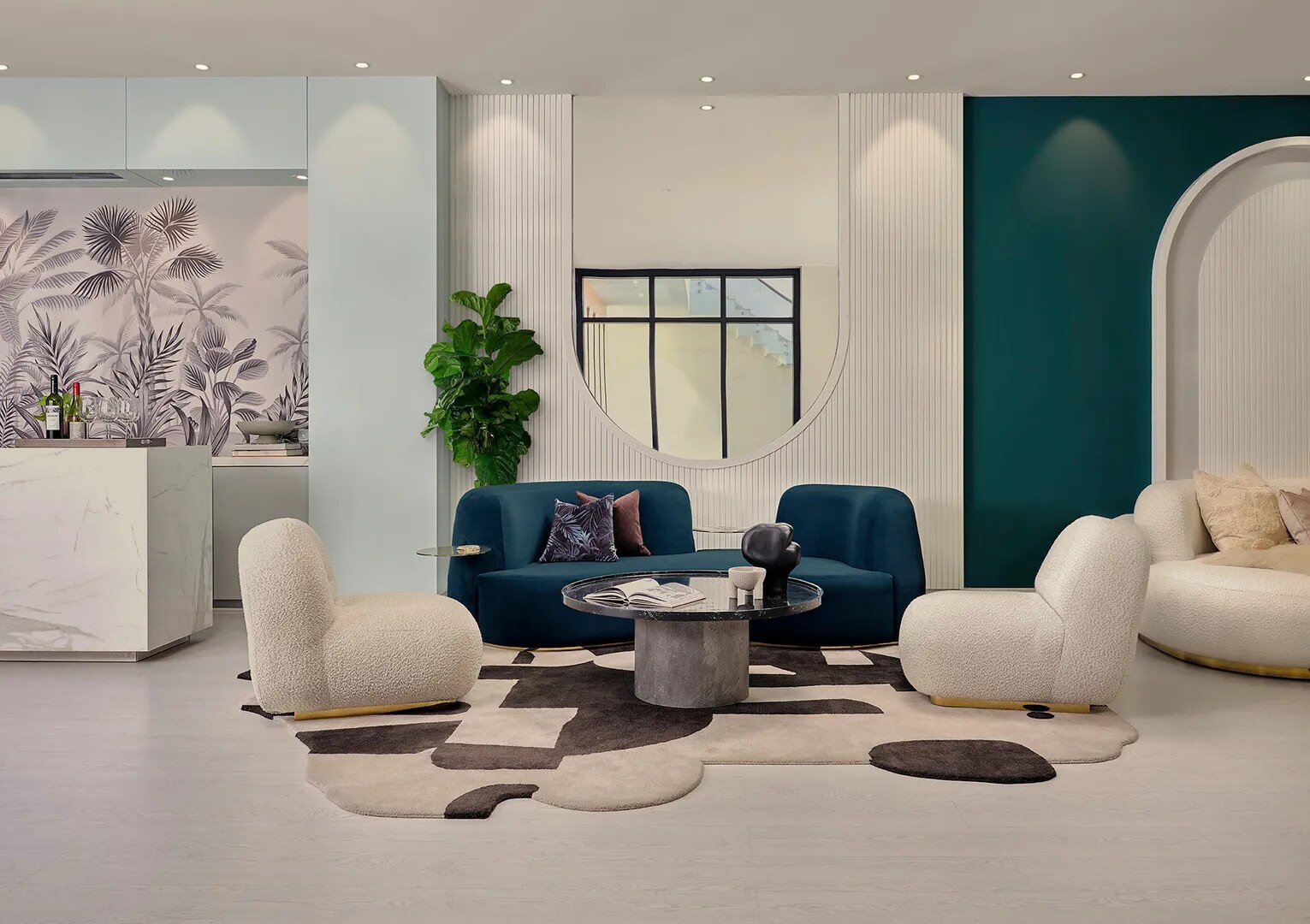 Sofa Set With Metal Highlight boucle Fabric image 1