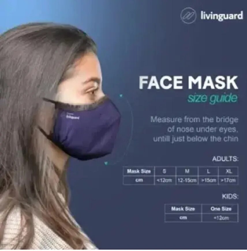 Livinguard Ultra Mask 4 Layers >98% Filtration Washable & Reusable Cotton Mask Large Bombay Blue image 1