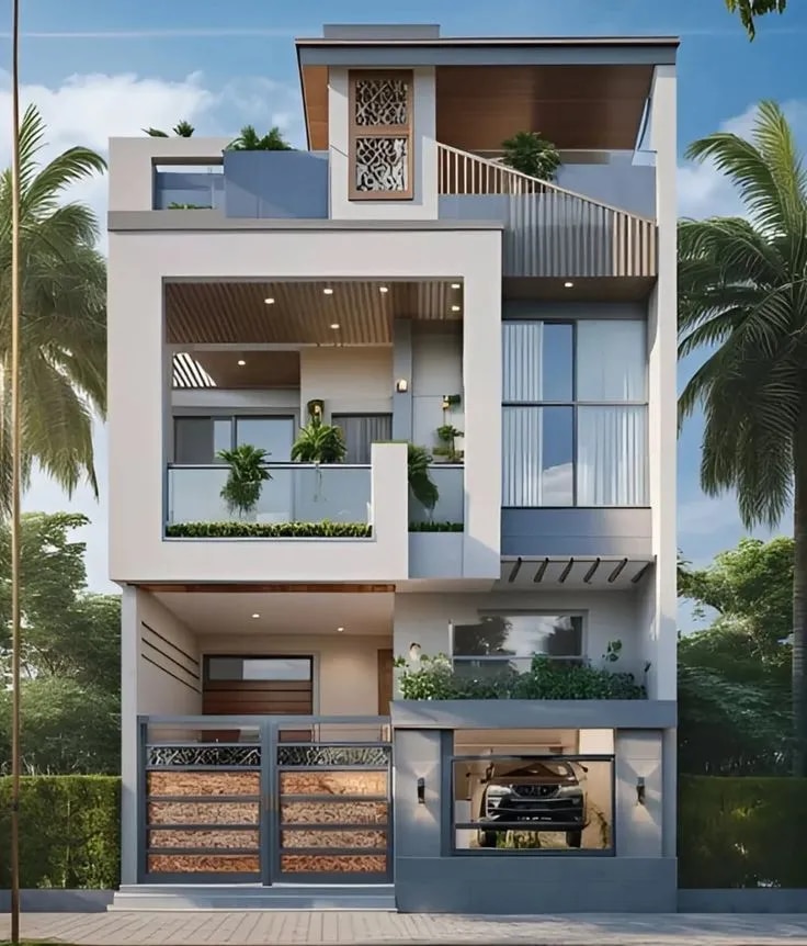 Minimalist House Elevation Design in Chennai image 1
