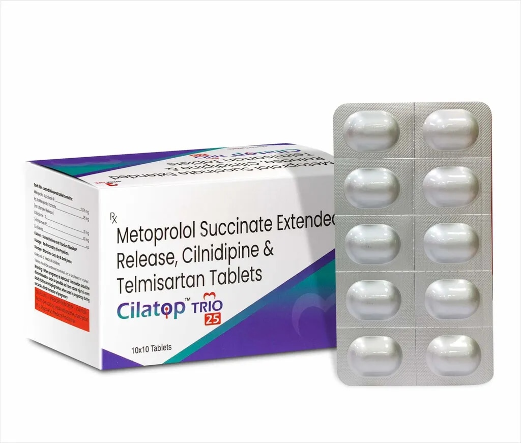 Telmisartan 40mg + Cilnidipine 10mg + Metoprolol Succinate 25 mg | CILATOP TRIO 25 image 1