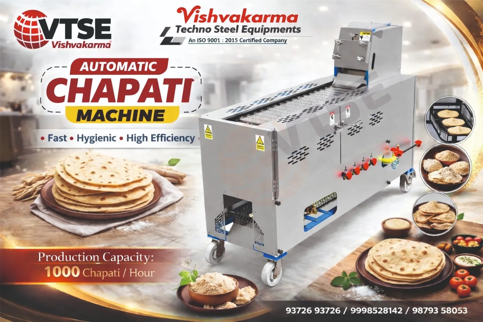 Automatic Chapati (Roti) Making Machine – 1000 Chapati Per Hour | SS 304 Commercial Roti Machine image 1
