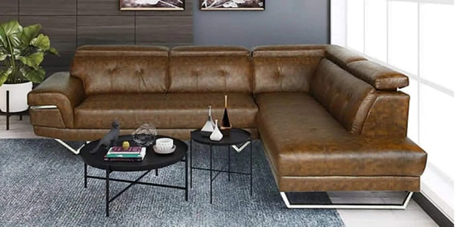 Brown 5 Seater L Shape Sofa image 1