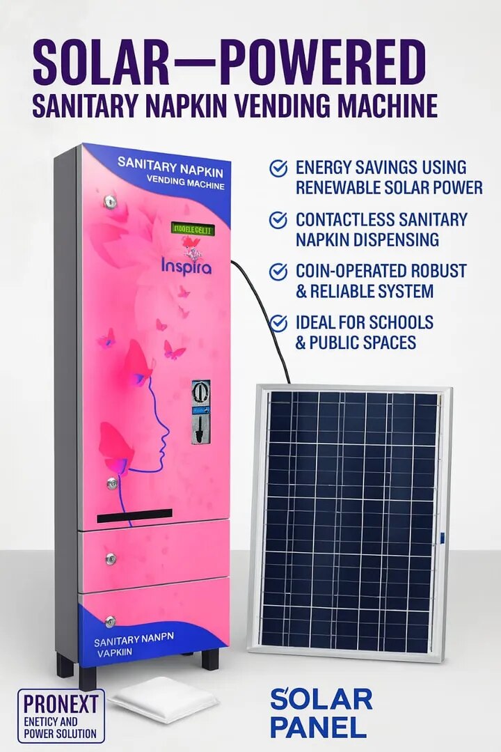 SOLAR -POWERED PREMIUM SANITARY NAPKIN VENDING MACHINE image 1