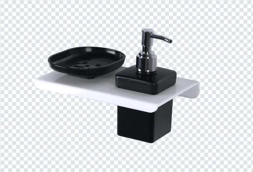 Black Soap Dish with Soap Dispenser image 1