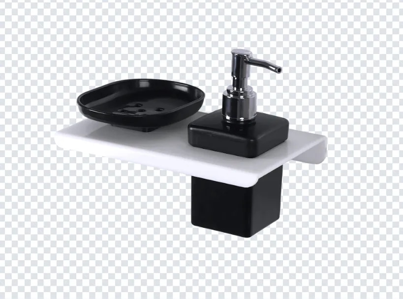 Black 2in1 Soap Dish and Dispenser image 1