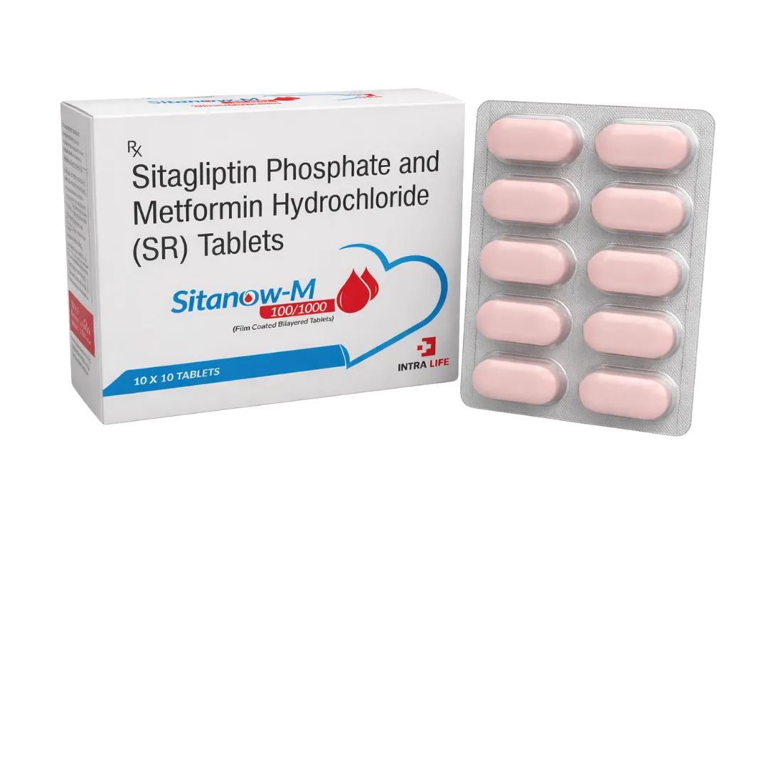 Sitagliptin 100 mg + Metformin 1000 mg SR | SITANOW-M 100/1000 TABS image 1