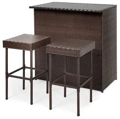 2 Seater Wicker Bar Set image 1
