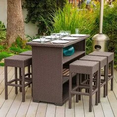 Outdoor Wicker Bar Set image 1