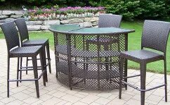 Glass Top Outdoor Wicker Bar Set image 1