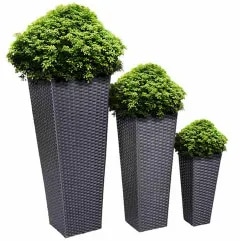 Tall Wicker Rattan Flower Pot Planter image 1