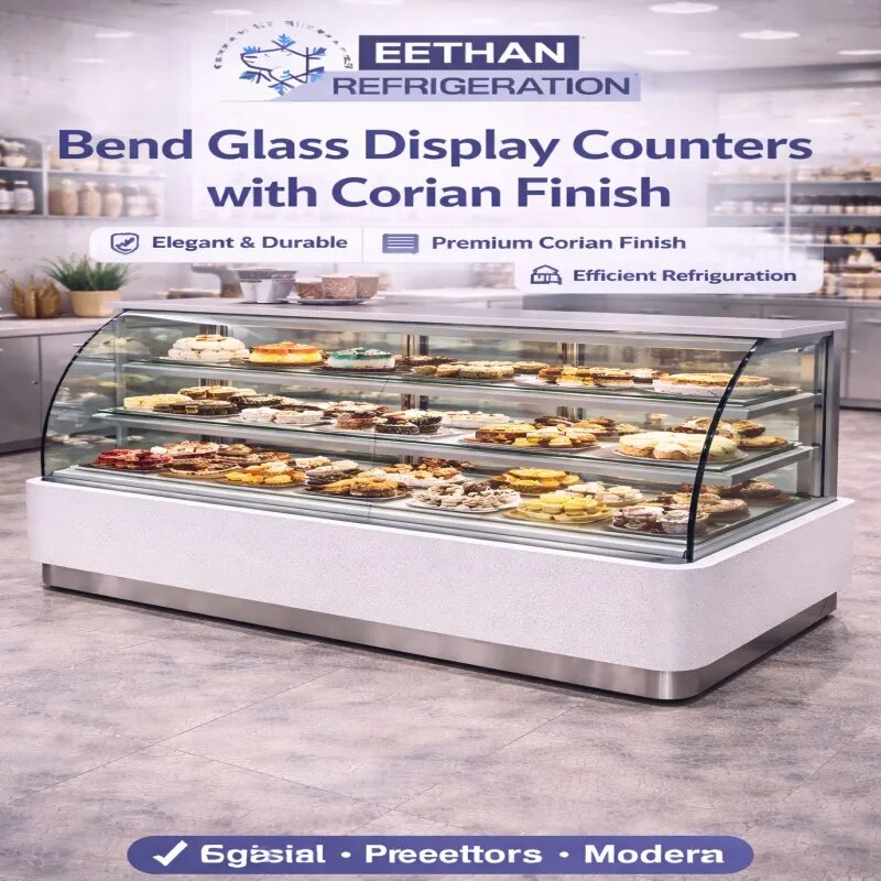 Bend Glass Display Counters with Corian Finish image 1