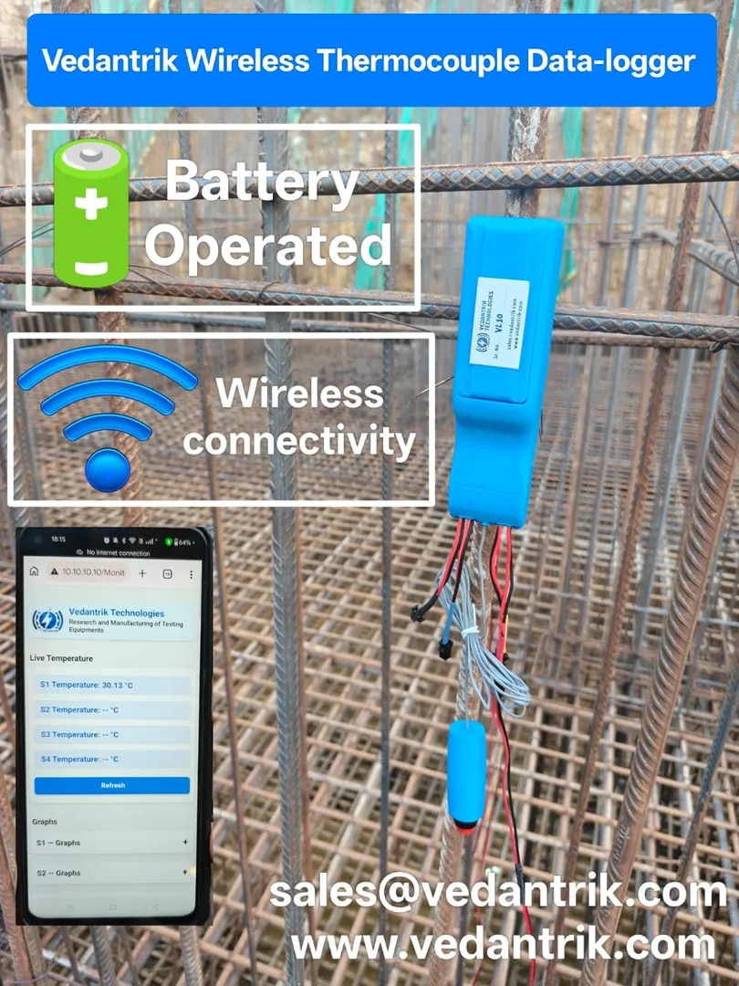 Thermocouple Sensors installation for temperature controlled concrete and Mass Concrete Temperature image 1