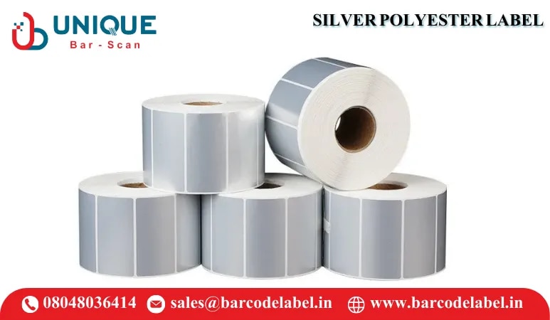 SILVER POLYESTER LABEL image 1