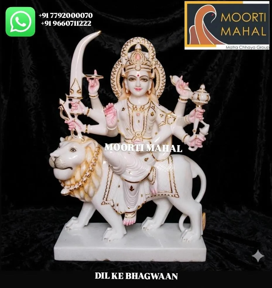 MARBLE DURGA STATUE image 1