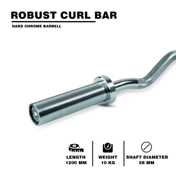 Robust Curl Barbell Hard Chrome image 1