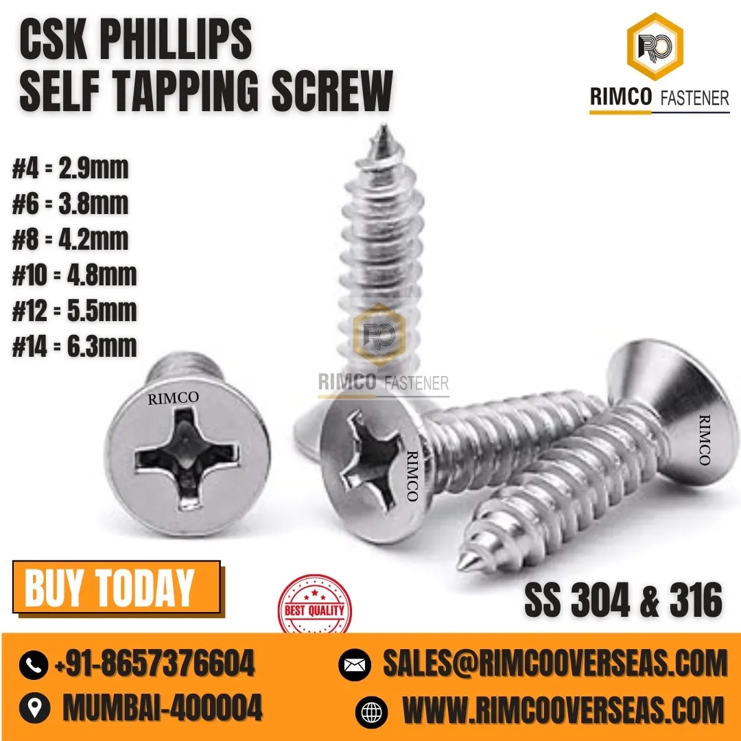SS CSK PHILLIPS SELF TAPPING SCREW image 1