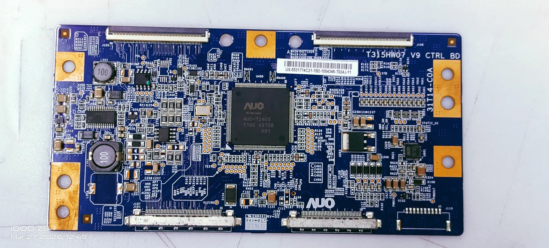 AUO TCON T315HW07 V9 CTRL BD 31T14-V04 LED TV PART NO.US-5531T14C21 image 1