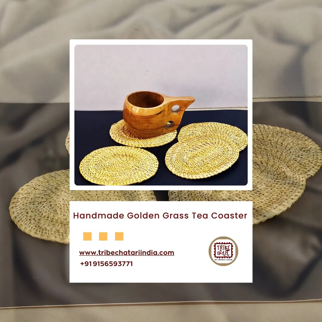 Golden Grass T Coasters Handwoven image 1
