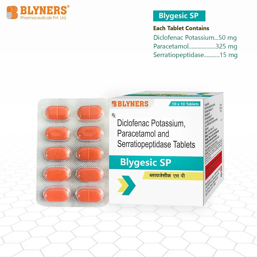Diclofenac 50mg, Paracetamol 325mg and Serratiopeptidase 15mg Tablets image 1